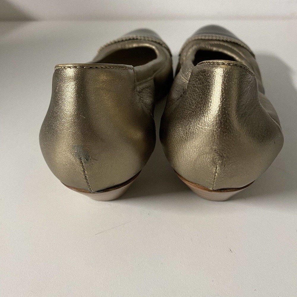 AGL Attilio Giusti Leombruni Pump Ballet Leather Gold Metallic Low Heel … - Picture 7 of 11